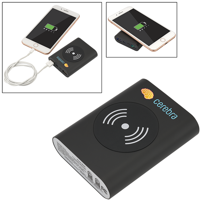 Black UL Cert Tri-Way Wireless & Power Bank - 5000 mAh  grouped