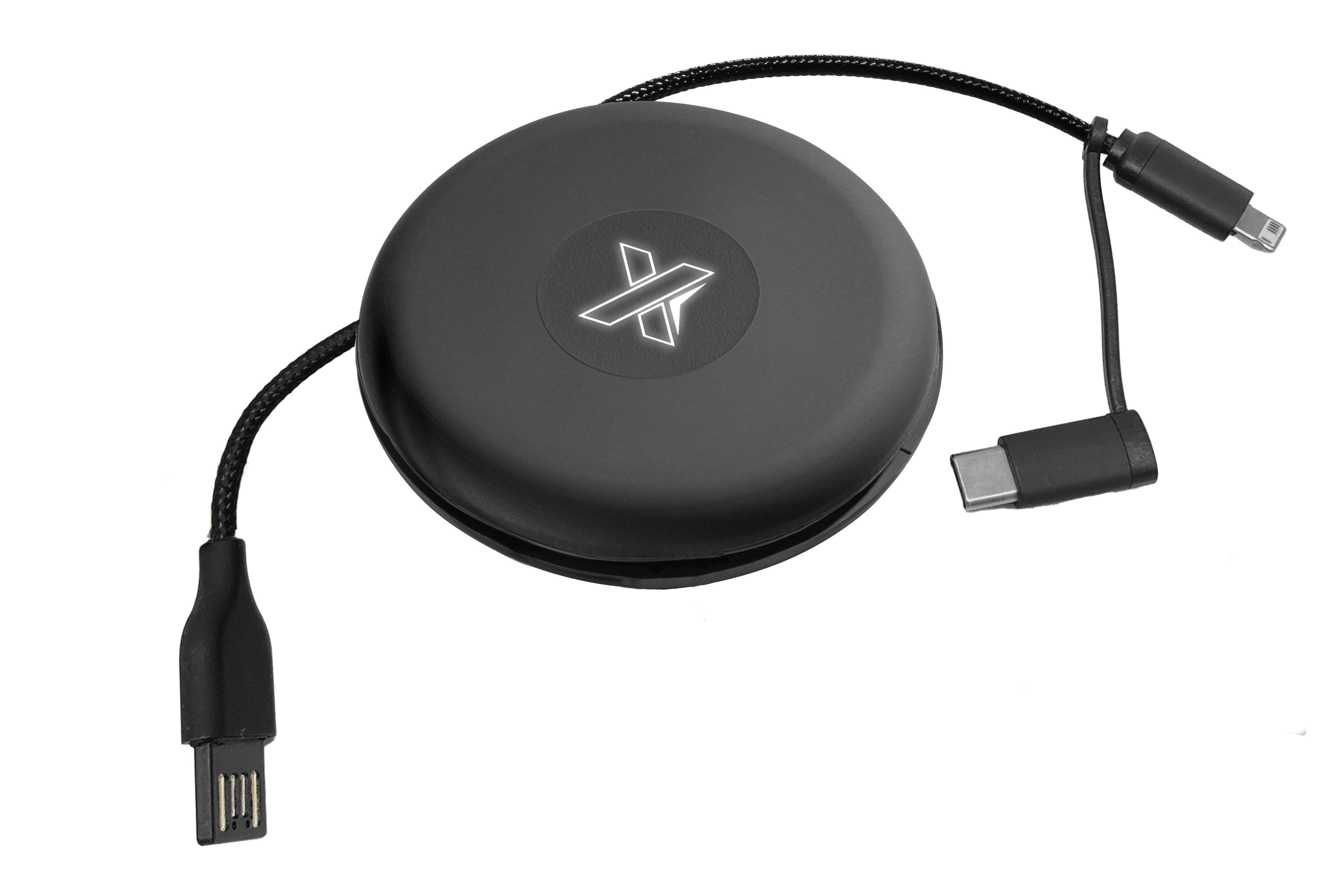 Front View of Black SCX Design™ 3-in-1 Travel Cable
