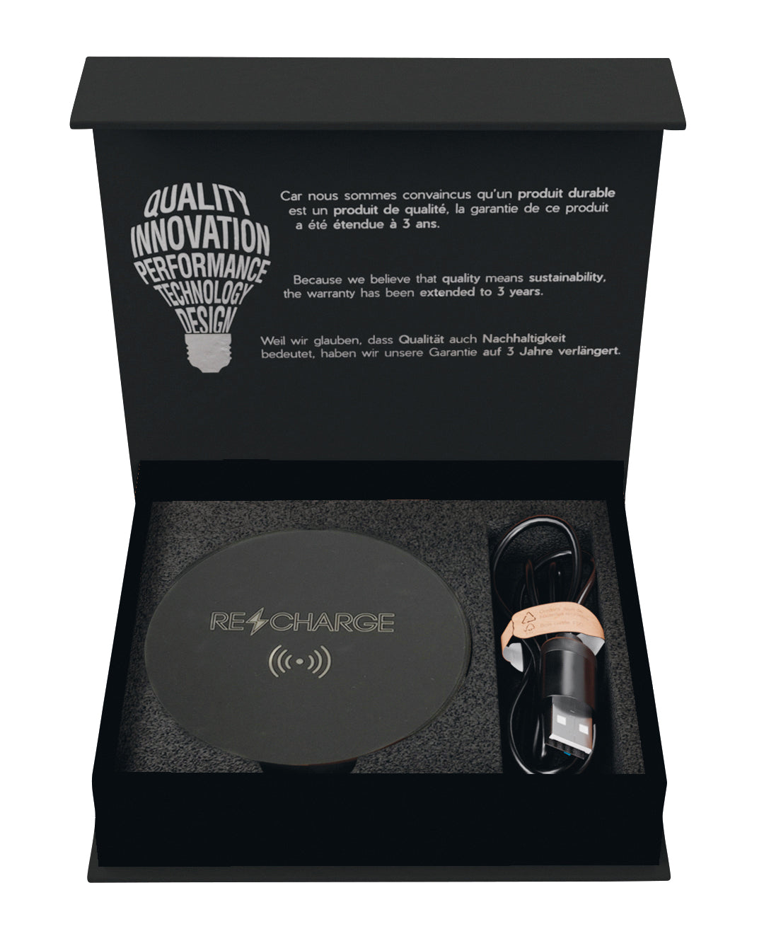 Front View of Black SCX Design™ Base Wireless Charger 10W