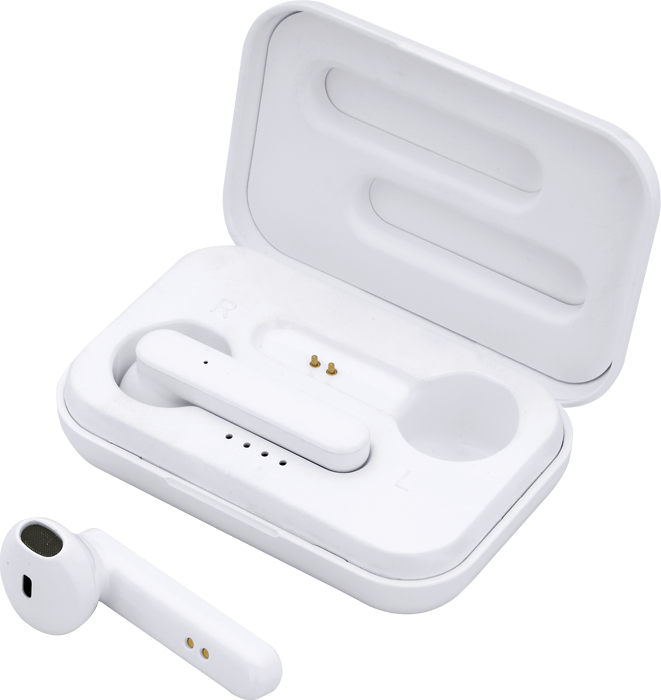 White Forte TWS Wireless Earbuds and Charger Case