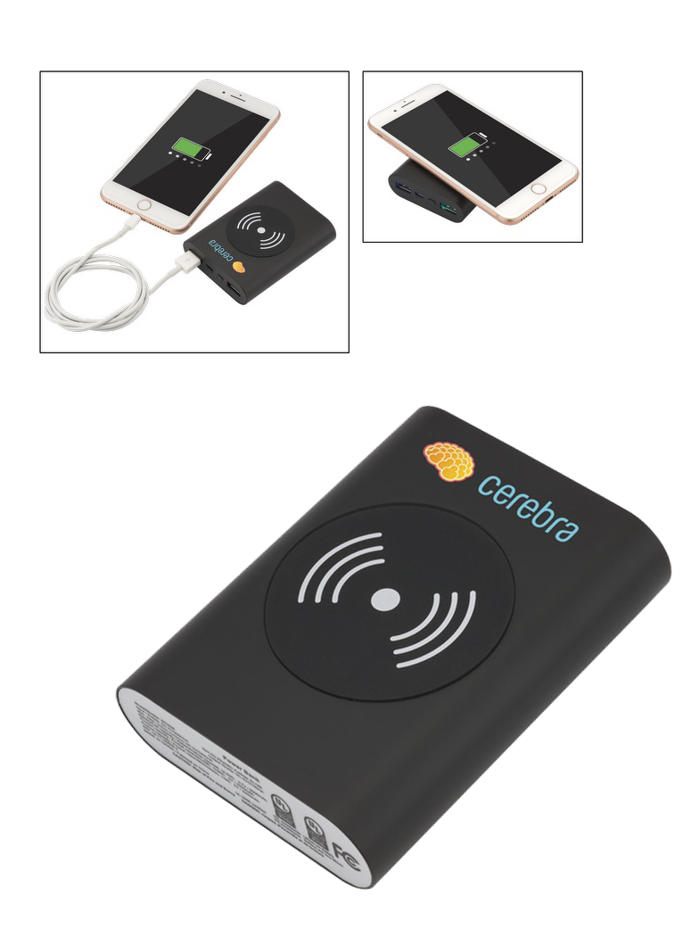 Black UL Cert Tri-Way Wireless & Power Bank - 5000 mAh  grouped