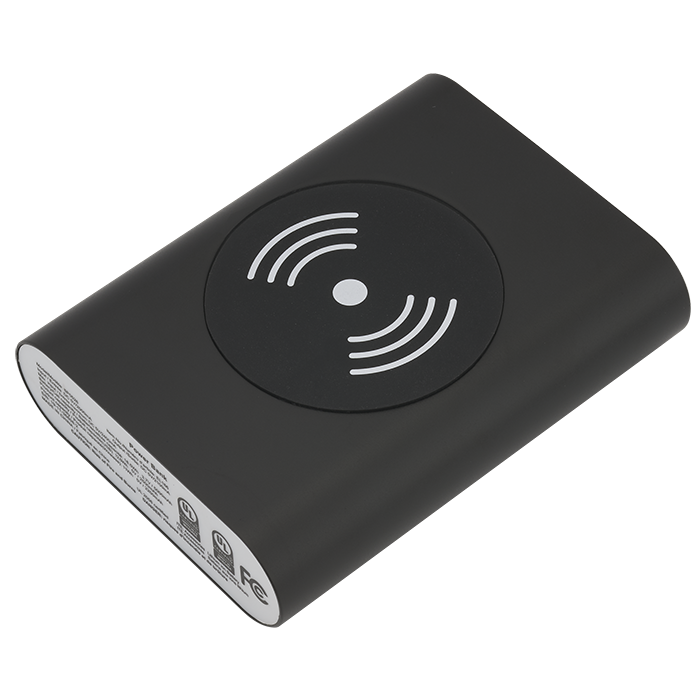 Black UL Cert Tri-Way Wireless & Power Bank - 5000 mAh plain