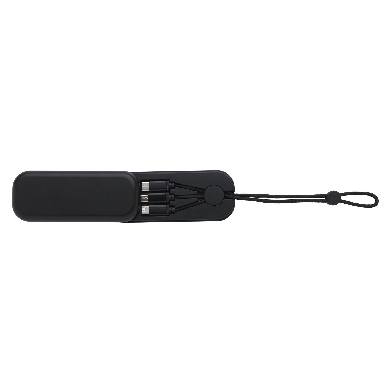 Front View of Black Pivot 5-in-1 Charging Cable 2A