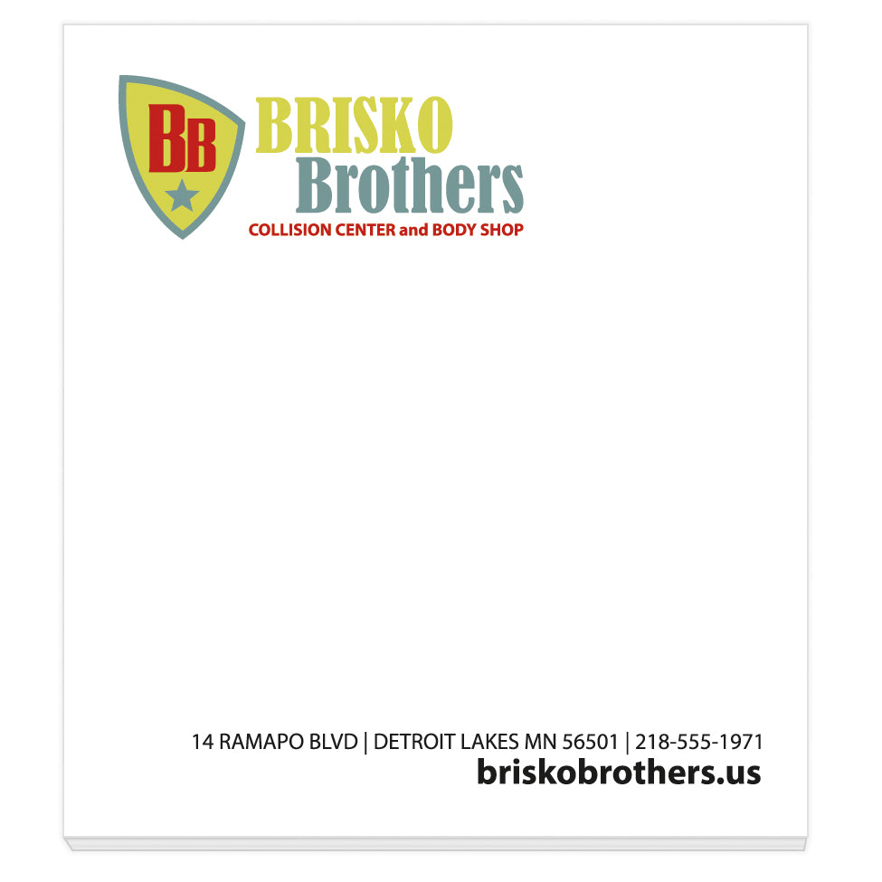 Front View of White Souvenir® Sticky Note™ 2-3/4" x 3" Pad, 50 sheet