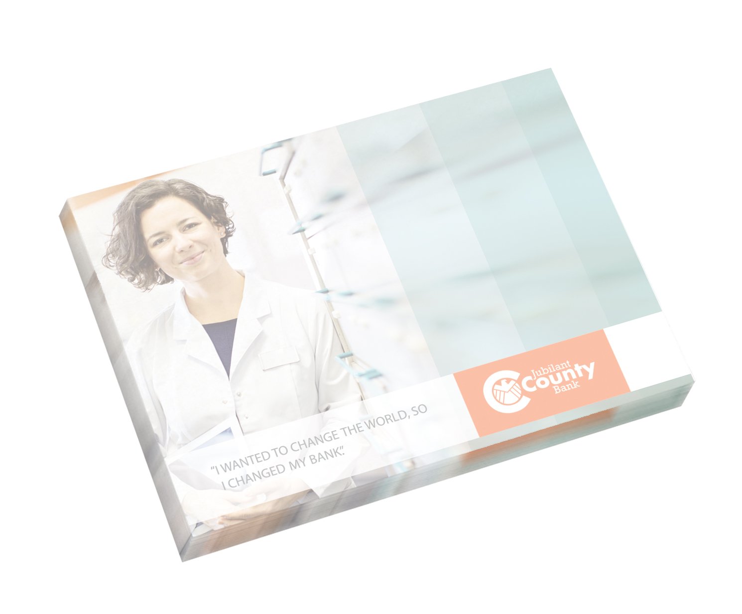 Front View of White Souvenir® Sticky Note™ 4" x 3" Pad, 25 sheet