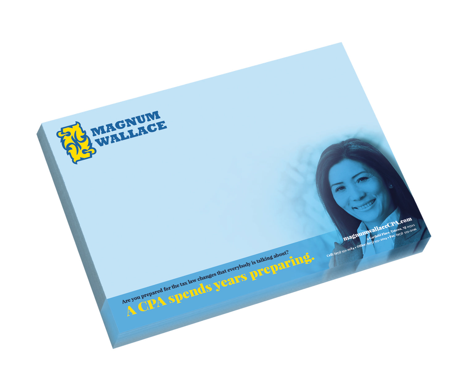 Front View of White Souvenir® Sticky Note™ 4" x 3" Pad, 25 sheet