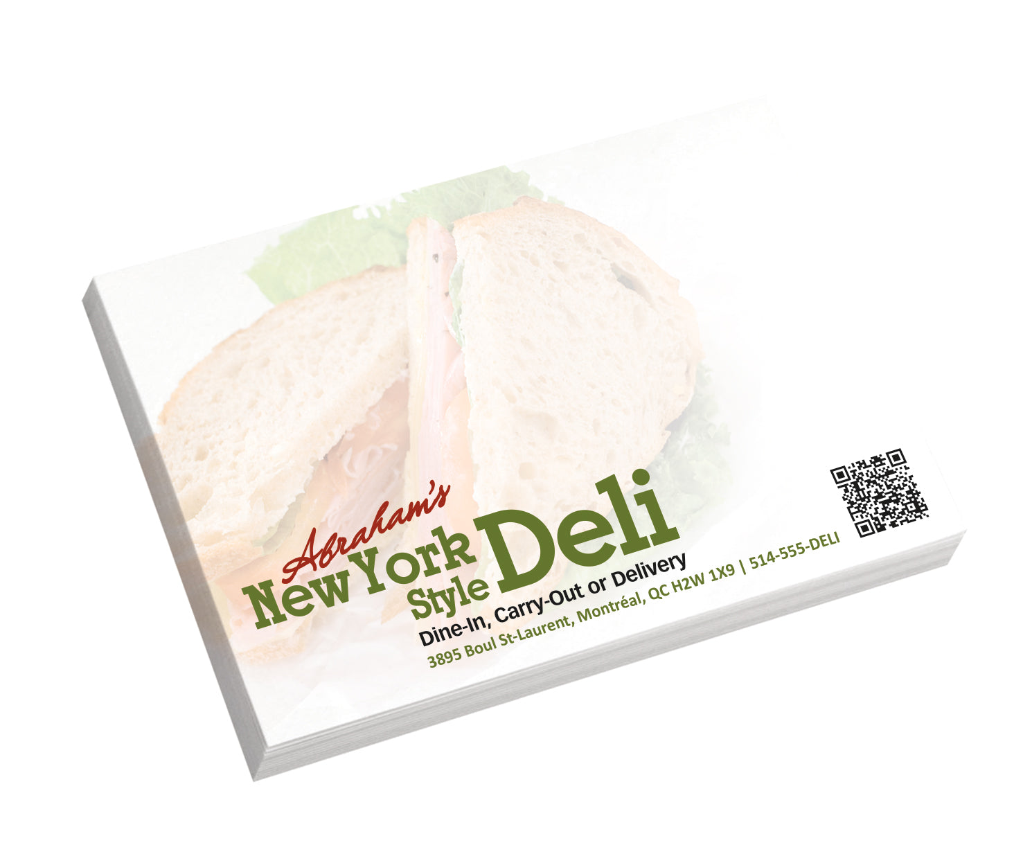 Front View of White Souvenir® Sticky Note™ 4" x 3" Pad, 25 sheet