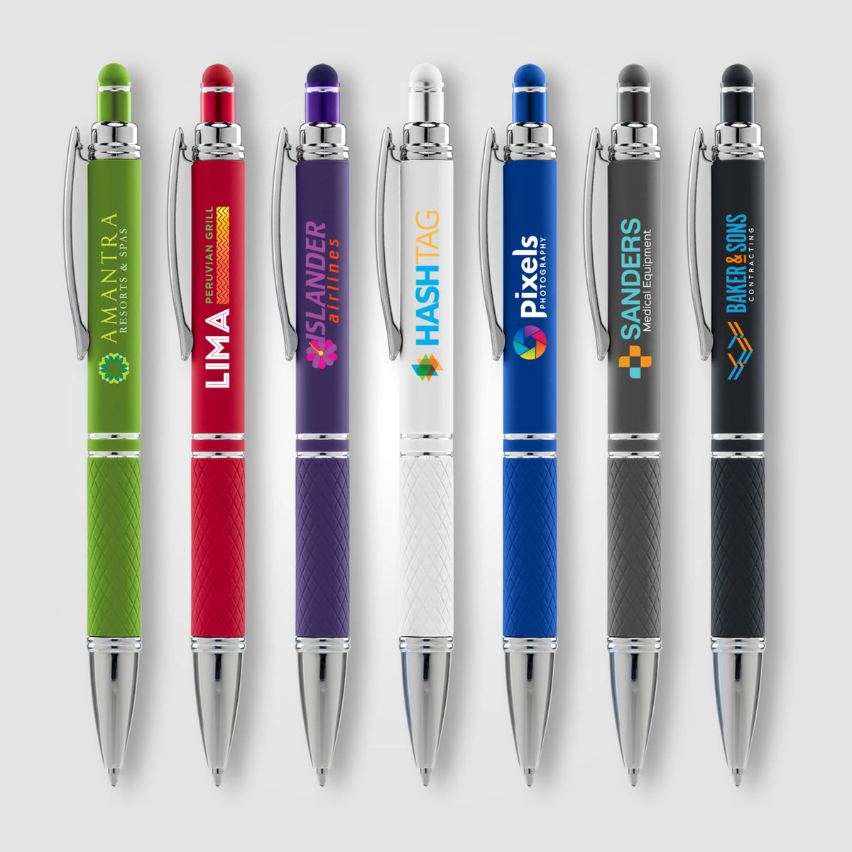 Phoenix Softy stylus pens with full color printed logos