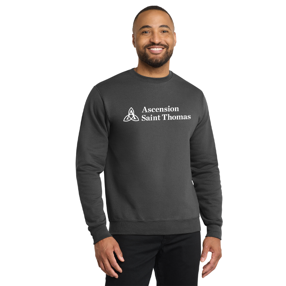 Port & Co Cotton Blend Crewneck Sweatshirt, Dark Heather Grey