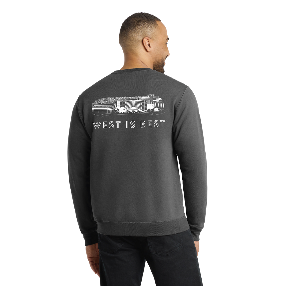 Port & Co Cotton Blend Crewneck Sweatshirt, Dark Heather Grey