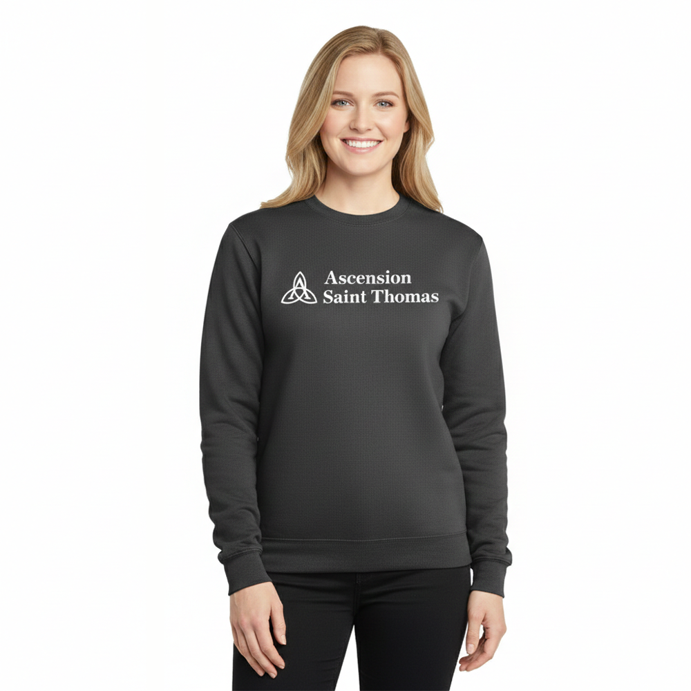 Port & Co Cotton Blend Crewneck Sweatshirt, Dark Heather Grey