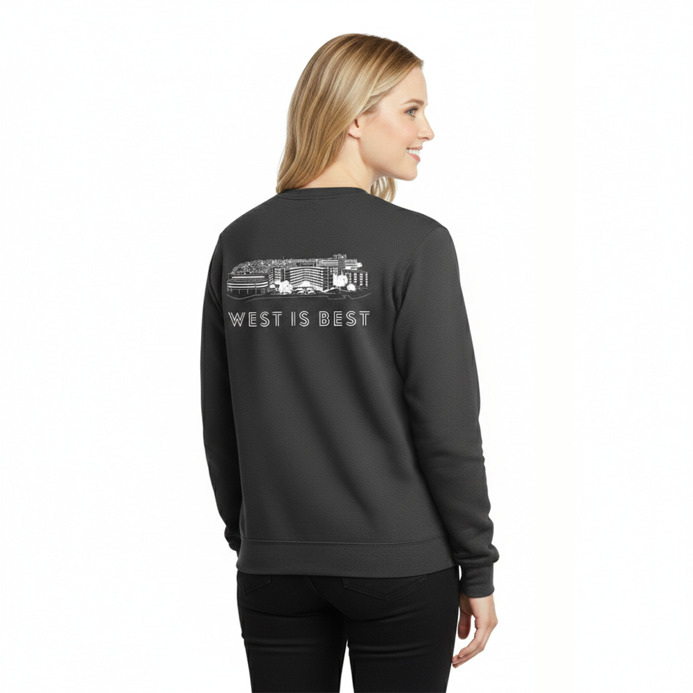 Port & Co Cotton Blend Crewneck Sweatshirt, Dark Heather Grey