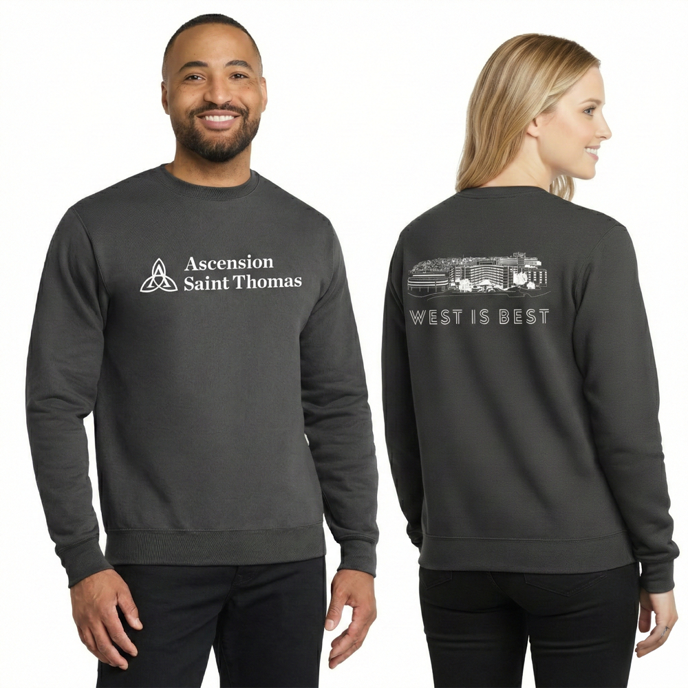 Port & Co Cotton Blend Crewneck Sweatshirt, Dark Heather Grey