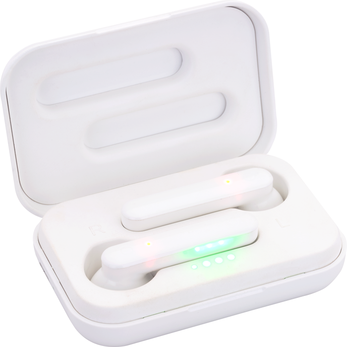 White Forte TWS Wireless Earbuds and Charger Case