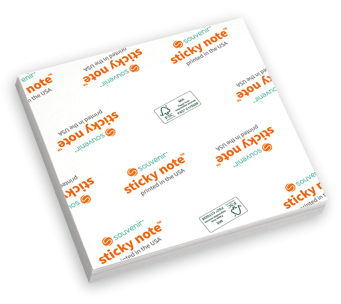 White Souvenir® Sticky Note™ 3" x 3" Pad, 25 sheet plain