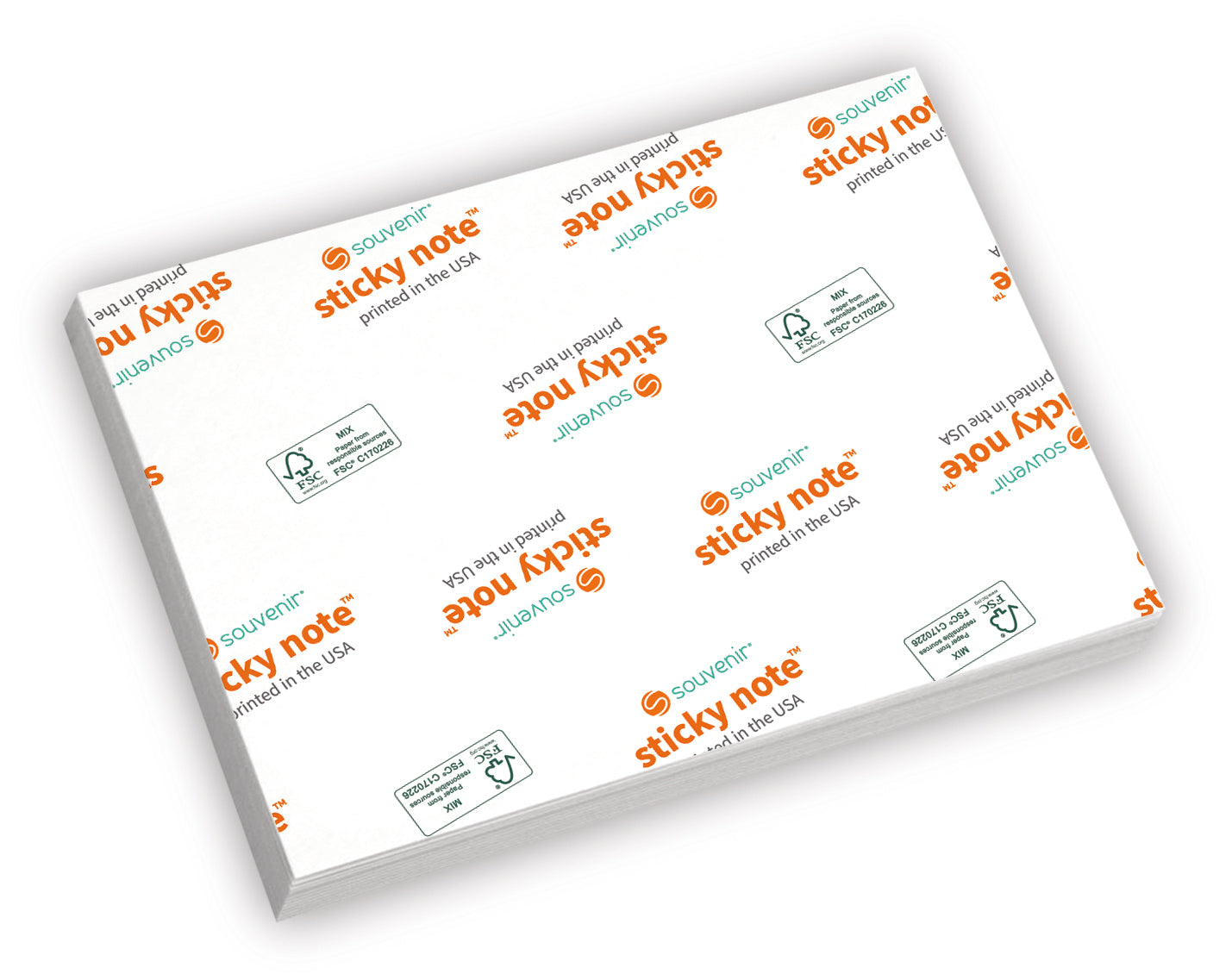 White Souvenir® Sticky Note™ 4" x 3" Pad, 25 sheet